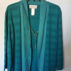 Alfred Dunner Cardigan/Shell NWT Sz2X Peacock Clr